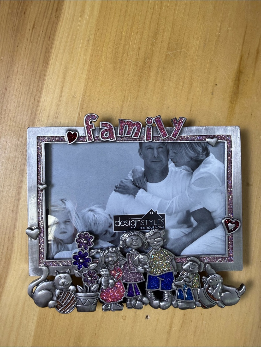 Design Styles 4x6 Picture Fame Family Photo Mom Dad 3 Kids Pets Y2K Pewter Metal